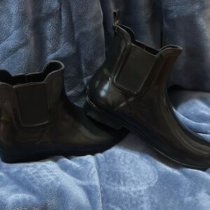 Black rain boots
